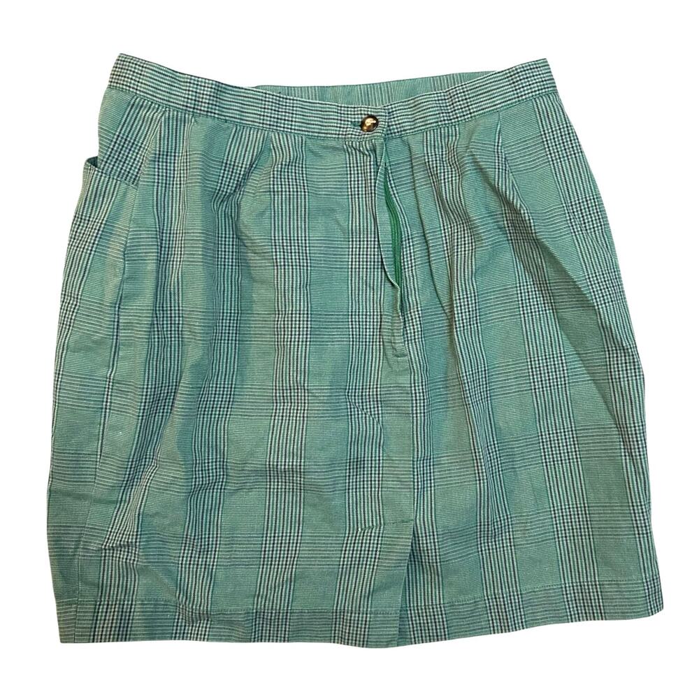Vintage Gap Mini Skirt Womens 12 Green Plaid Cotton Preppy Academia Y2K Indie